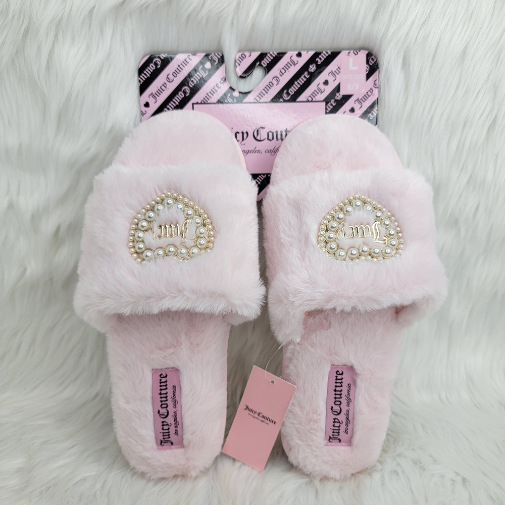 Juicy Couture Faux Fur Slides Slippers.